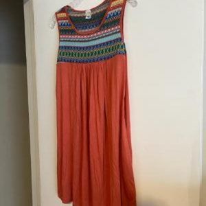 Orange Multi-Color Swing Dress with Pockets, Size Small; So Cute!